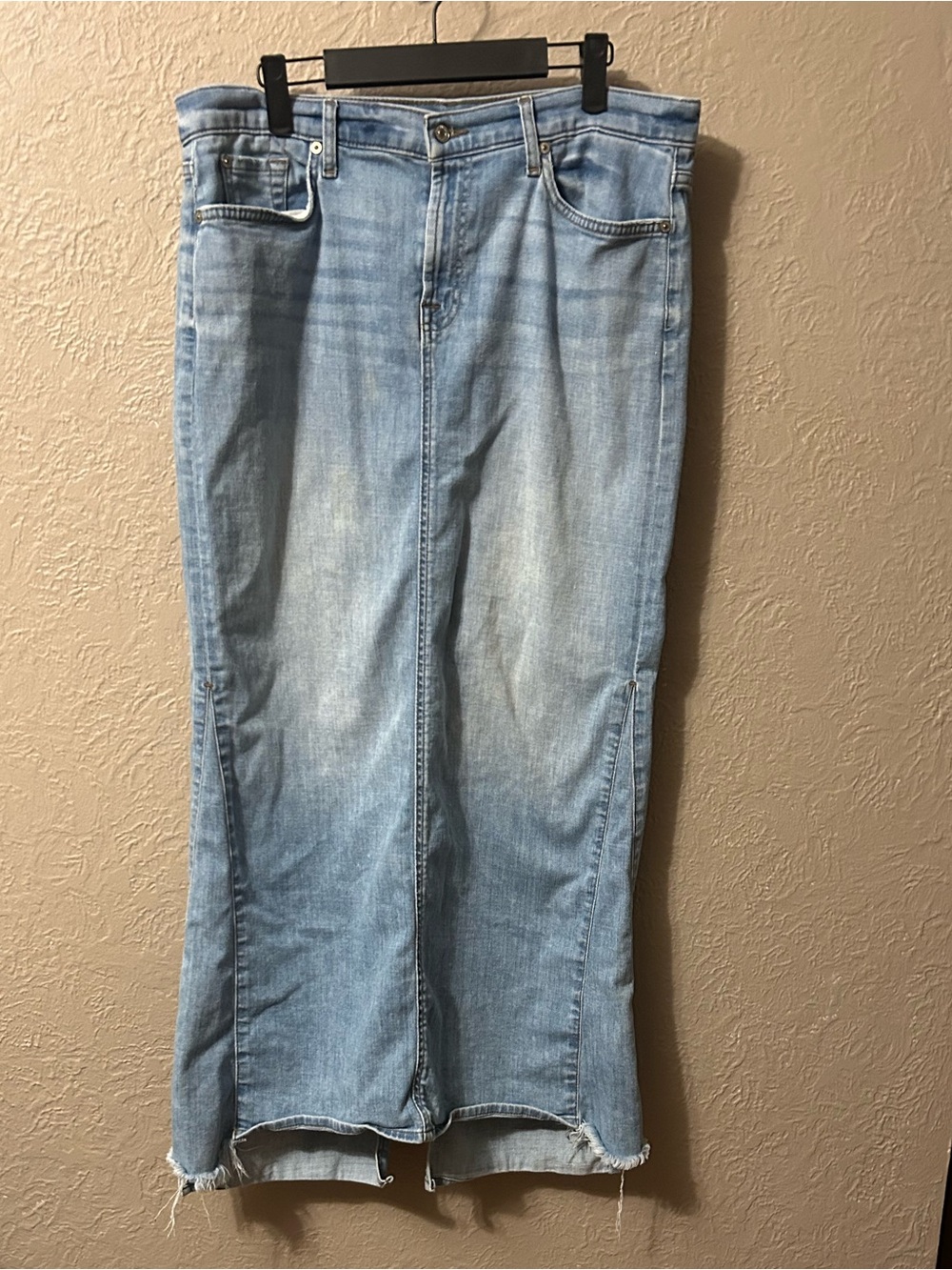 7 For All Mankind Light Blue Denim Maxi Skirt